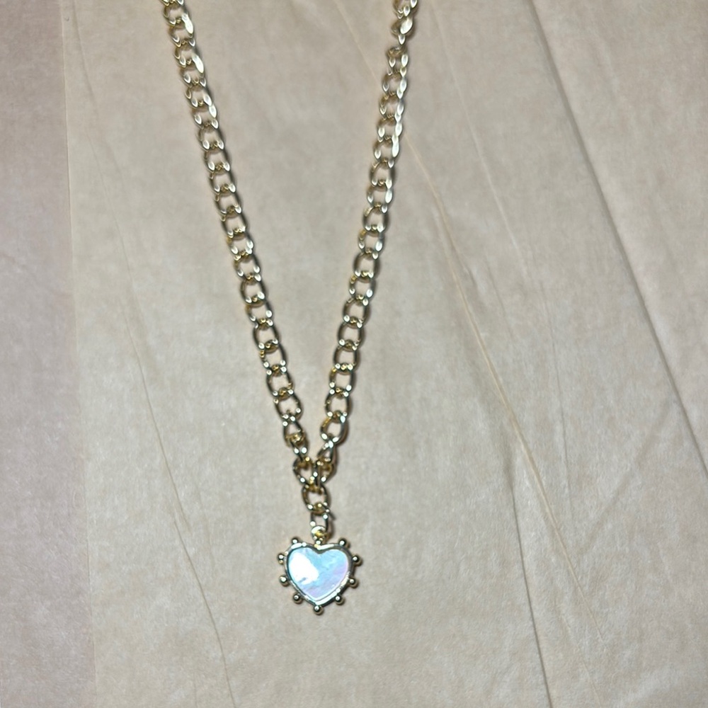 Gold Necklace with Mother of Pearl Heart